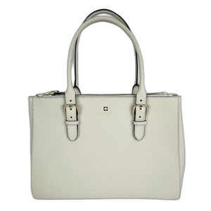 Kate Spade Charlotte Street Reena Tote Shoulder Bag Cream Crosshatch Leather